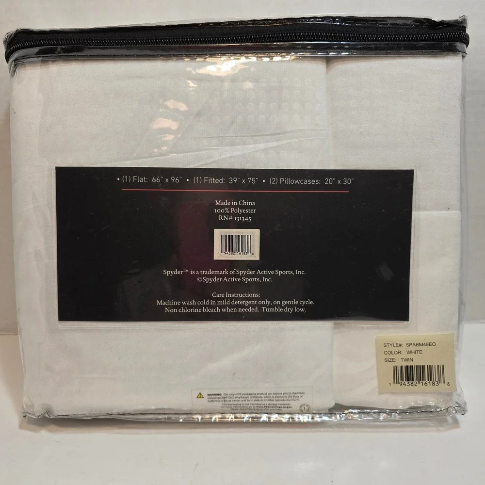 Spyder Embossed‎ Antibacterial Twin Sheet Set White Includes Bonus Pillowcase